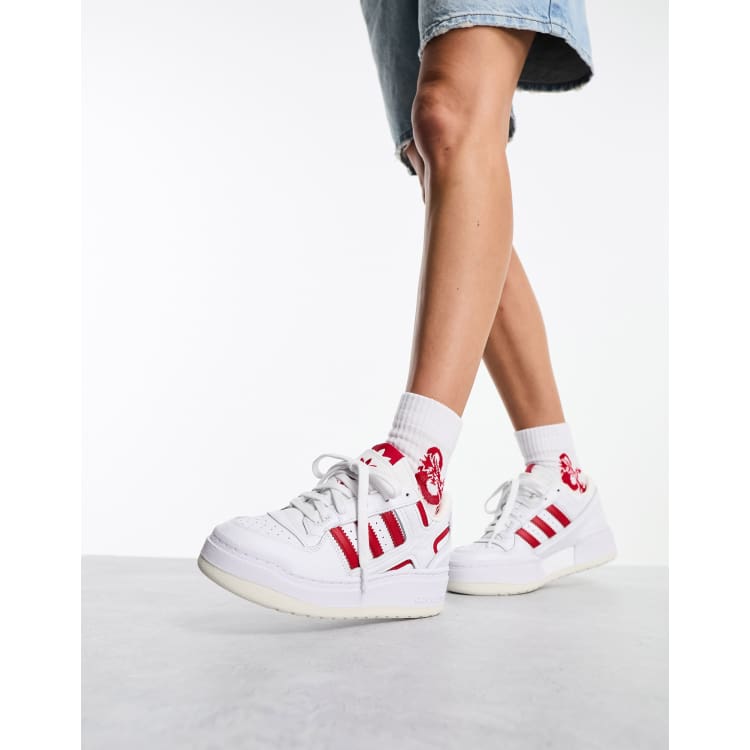 adidas Originals Forum XLG Sneaker in WeiB und Rot mit Plateausohle ASOS