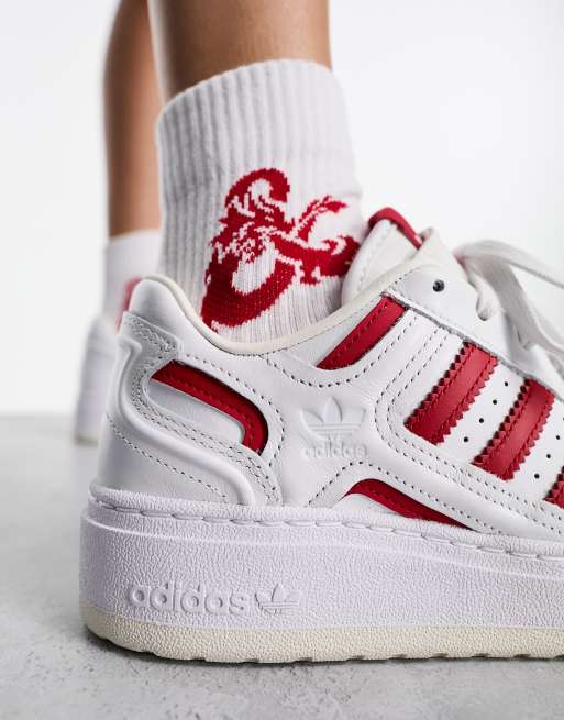 adidas Originals Forum XLG Sneaker in WeiB und Rot mit Plateausohle ASOS