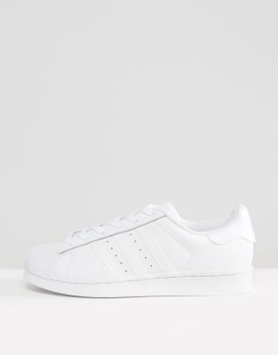 adidas originals foundation all white superstar trainers