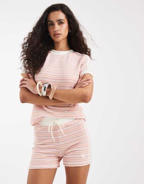 adidas Originals Frottee-Shorts mit rosa Streifen - view 1