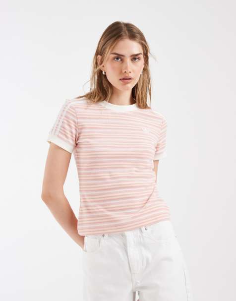 adidas Originals frottét-shirt med rosa ränder - view 1