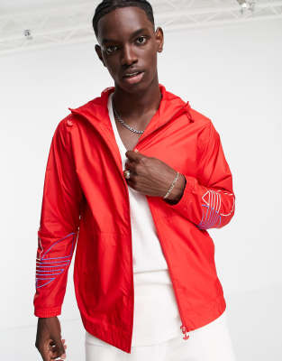 red windbreaker jacket