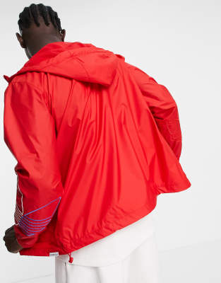 red oversized windbreaker