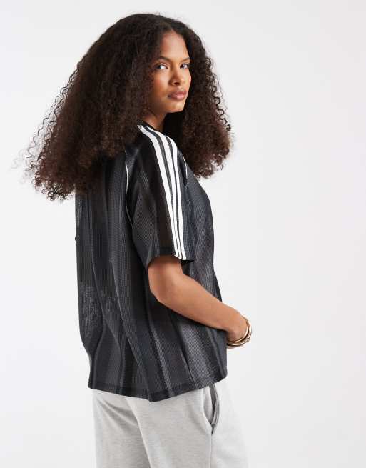 adidas Originals – Fußball-Oberteil aus Häkelstoff mit Streifen in Schwarz, 4 von 4