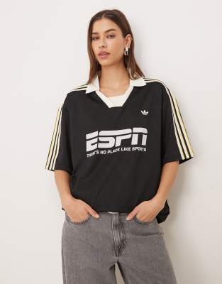adidas Originals - Fußballtrikot in Schwarz mit Sponsor-Print