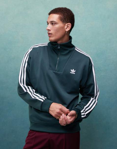 adidas Originals funnel neck tracktop in mineral green - view 1