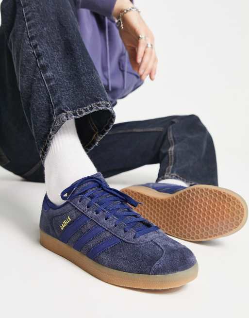 adidas Originals Gazelle Baskets avec semelle en caoutchouc Bleu marine