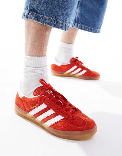 adidas Originals Gazelle Baskets d interieur avec semelle en caoutchouc Rouge