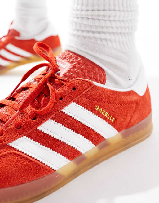 adidas Originals Gazelle Baskets d int rieur avec semelle en caoutchouc Rouge