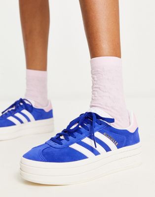 adidas Originals - Gazelle Bold - Baskets à semelle plateforme - Bleu et rose