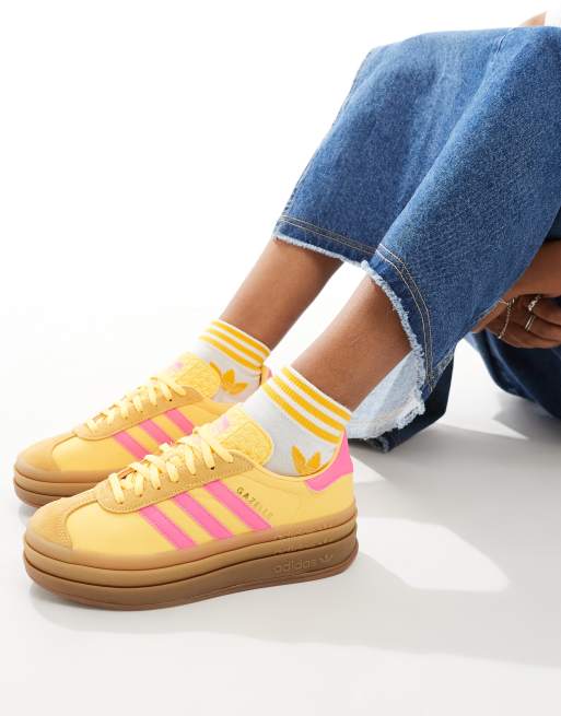 adidas Originals Gazelle Bold Baskets avec semelle en gomme Jaune et rose