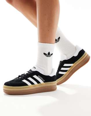 Shop Adidas Originals Gazelle Bold Gum Sole Sneakers In Black