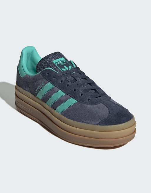 adidas Originals - Gazelle Bold - Marineblå/mintgrønne sneakers med gummisål