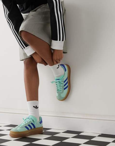 adidas Originals - Gazelle Bold - Mintgrønne/blå platform-sneakers - view 1