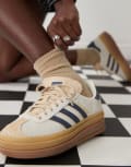 [adidas Originals] adidas Originals Gazelle Bold platform sneakers in cream and navy-White 35 1/3 Cream