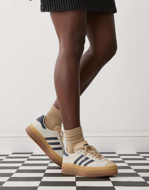 adidas Originals Gazelle Bold platform trainers in cream and navy - exclusive to ASOS