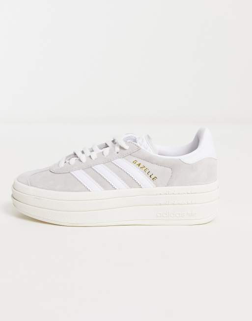 adidas Originals Gazelle Bold platform sneakers in grey and white