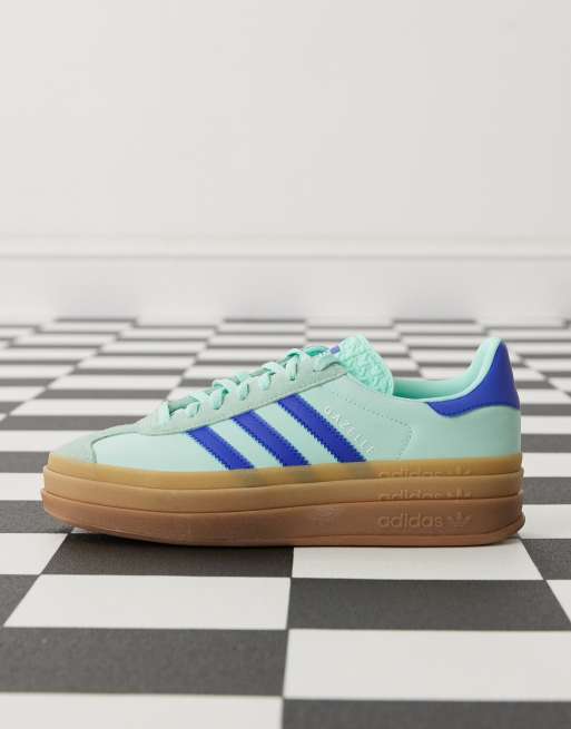 adidas Originals Gazelle Bold platform trainers in mint and blue