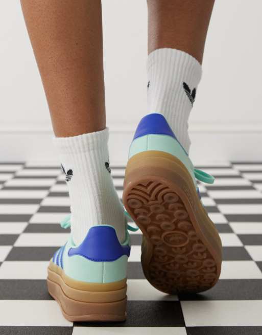 adidas Originals Gazelle Bold platform trainers in mint and blue