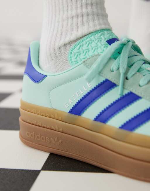 adidas Originals Gazelle Bold platform trainers in mint and blue