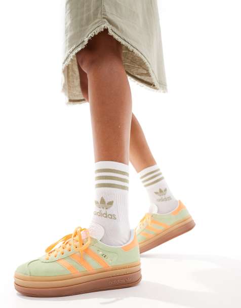 adidas Originals Gazelle Bold platform sneakers in mint and orange - view 1