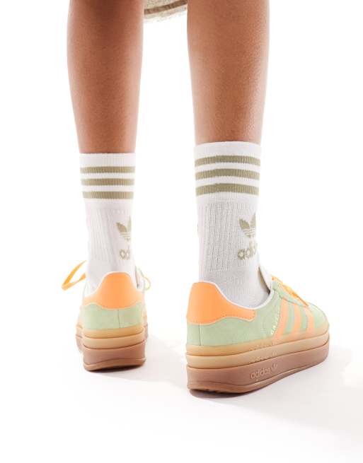 adidas Originals Gazelle Bold platform trainers in mint and orange
