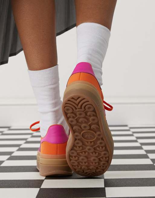 adidas Originals Gazelle Bold platform sneakers in orange and pink