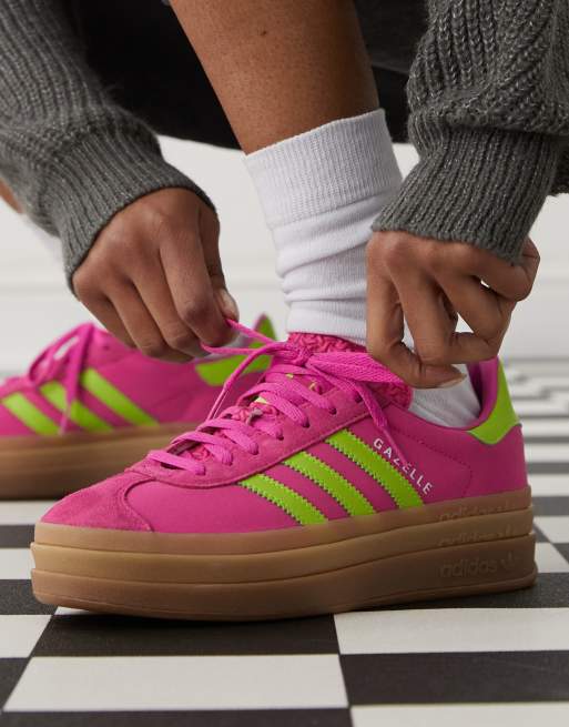 adidas Originals Gazelle Bold platform sneakers in purple and green | ASOS