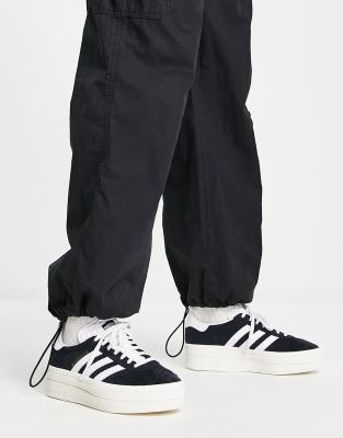 adidas Originals Gazelle Bold platform trainers in black and white