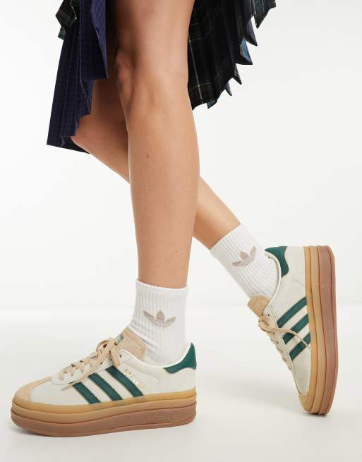 adidas Originals Gazelle Bold platform trainers in cream green with gum sole ASOS