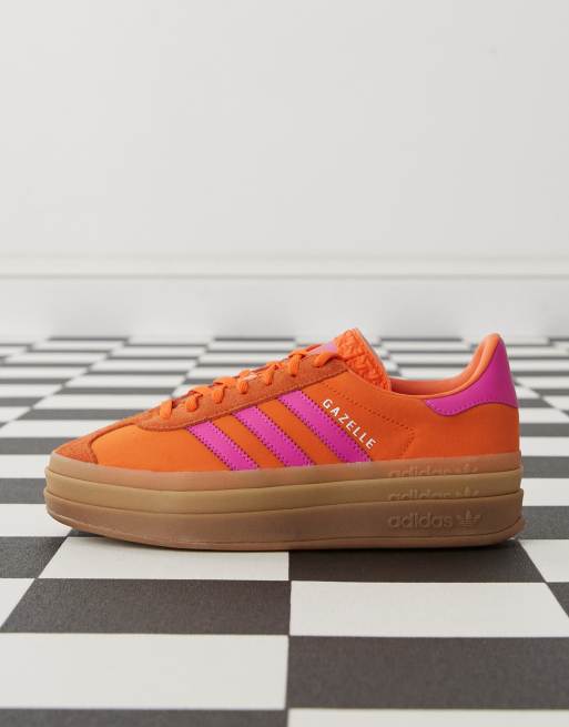 adidas Originals Gazelle Bold platform sneakers in orange and pink