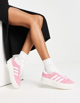 adidas Originals Gazelle Bold platform trainers in pink and white
