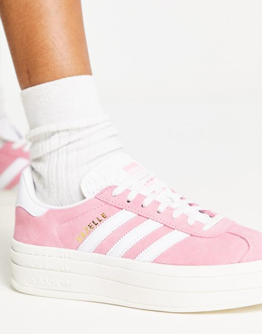 adidas Originals Gazelle Bold platform trainers in pink and white