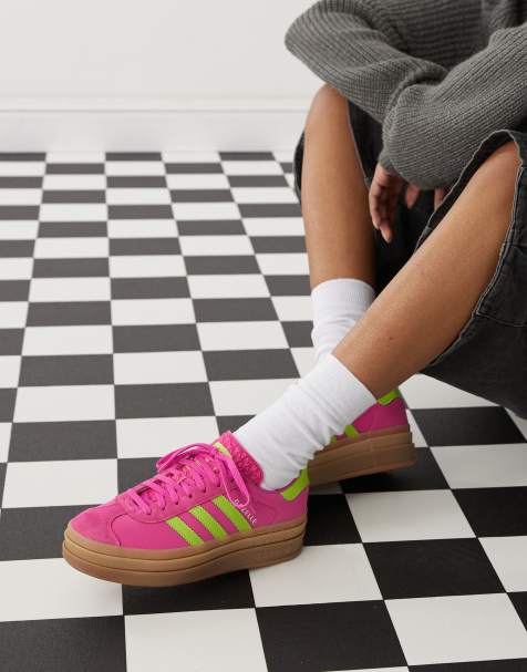 adidas Originals Gazelle Bold platform trainers in purple and green - view 1