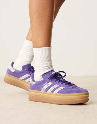 adidas Originals adidas Originals Gazelle Bold platform trainers in purple and white crochet