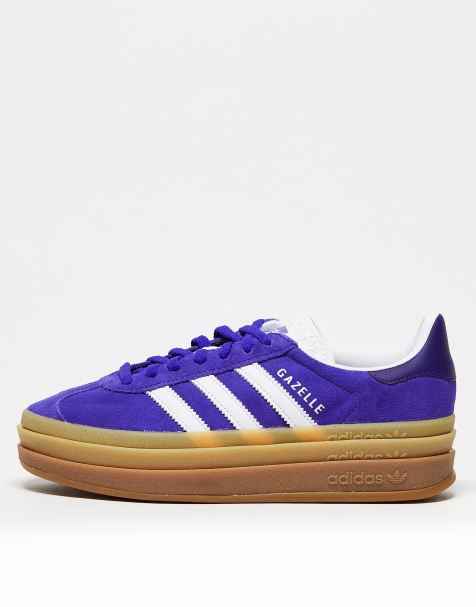 adidas Originals Gazelle Bold platform trainers in purple and white - view 1