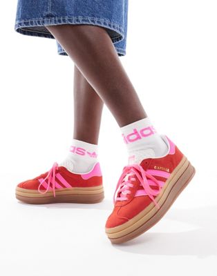 adidas Originals Gazelle Bold platform trainers in red and pink