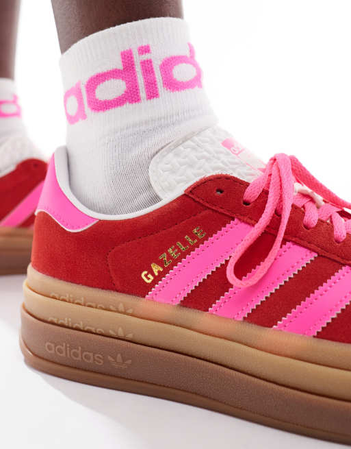 Adidas pink and red trainers online