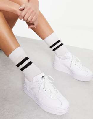 adidas Originals Gazelle Bold platform trainers in triple white