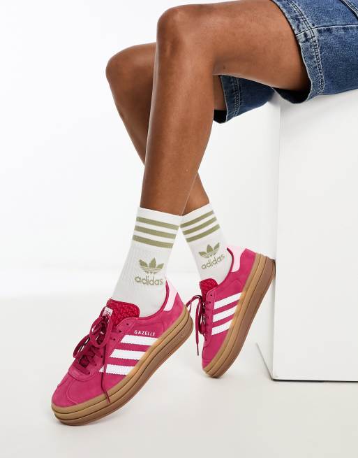 adidas Originals Gazelle Bold platform trainers in wild pink with gum ...