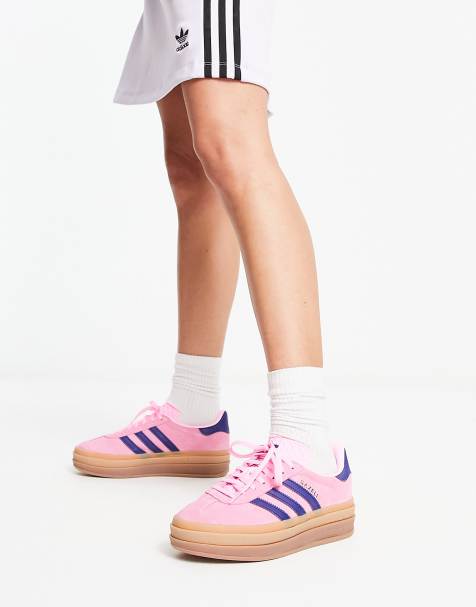adidas Originals – Gazelle Bold – Rosa och marinblå platåsneakers - view 1