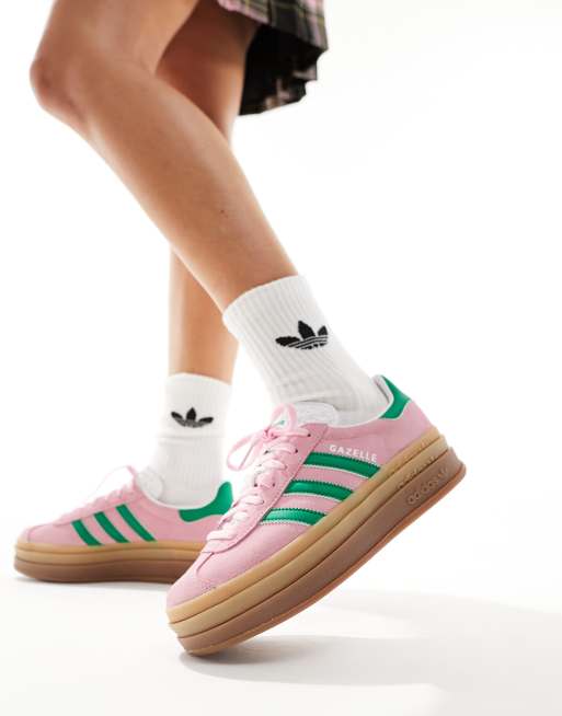 adidas Originals Gazelle Bold Sneaker in Pastellrosa und Grun