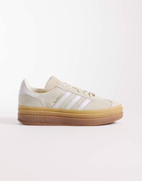 adidas Originals – Gazelle Bold – Sneaker in Wollweiß und Metallic-Silber - view 1