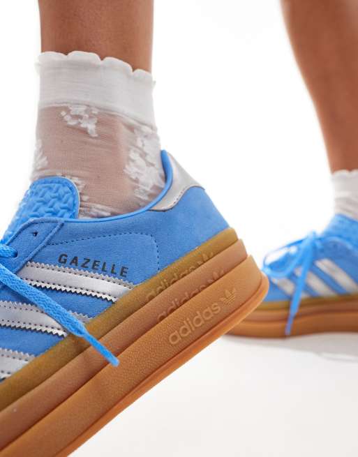 adidas Originals Gazelle Bold Sneakers blu e argento con suola in gomma ASOS