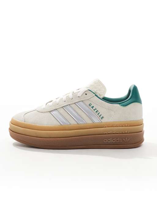 adidas Originals Gazelle Bold Sneakers color crema e argento con suola in gomma