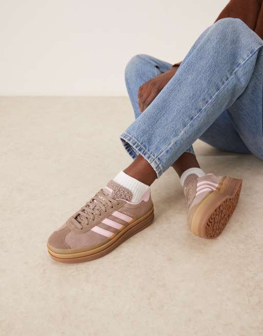 adidas Originals - Gazelle Bold - Sneakers i brun og lyserød