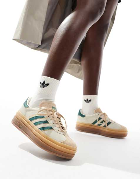 adidas Originals Gazelle Bold sneakers in beige and green - view 1