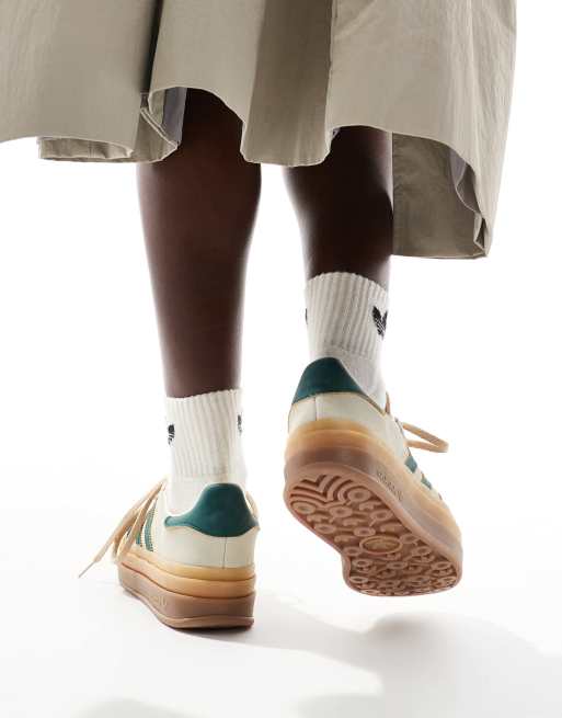 adidas Originals Gazelle Bold sneakers in beige and green