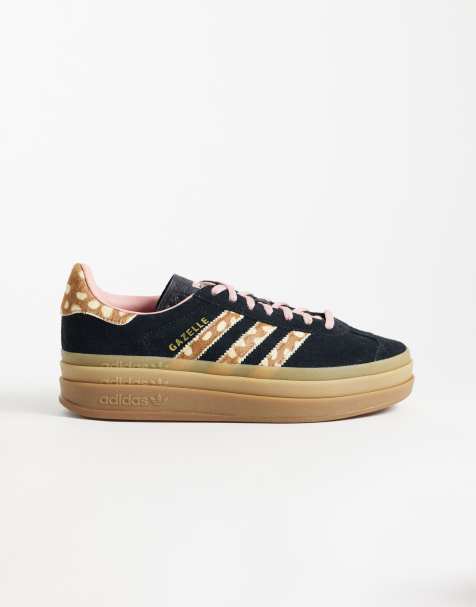 adidas Originals Gazelle Bold sneakers in black with deer print - view 1
