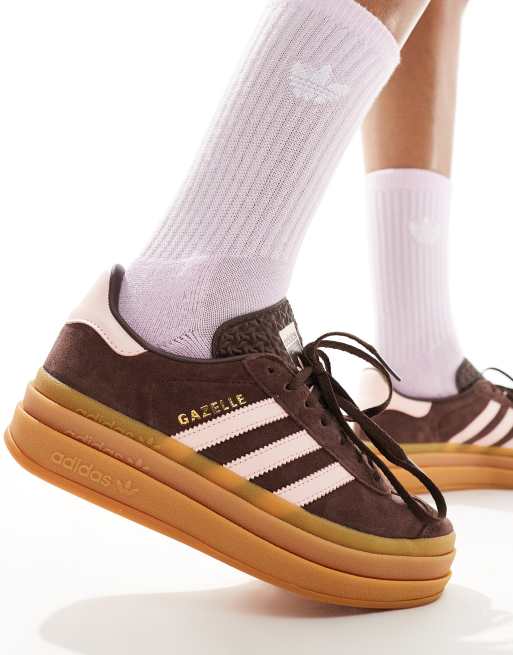 adidas Originals Gazelle Bold sneakers in brown and pink